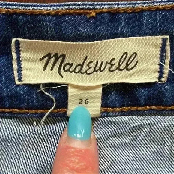 Madewell Denim Mini Skirt Button Front 2 Tone Blue Jean Size 26 - Picture 9 of 14